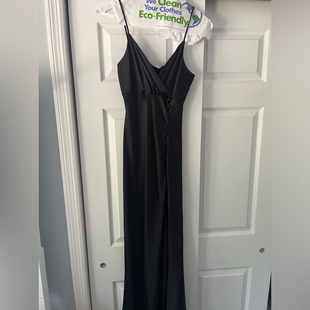 Zara Black Maxi Dress with Button Detail